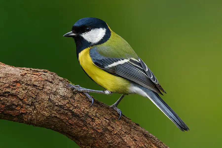 Велика синиця на гілці дерева