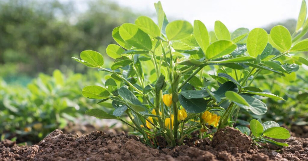 Арахіс (Arachis hypogaea) на полі в період цвітіння