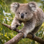 Коала (Phascolarctos cinereus) на дереві евкаліпту