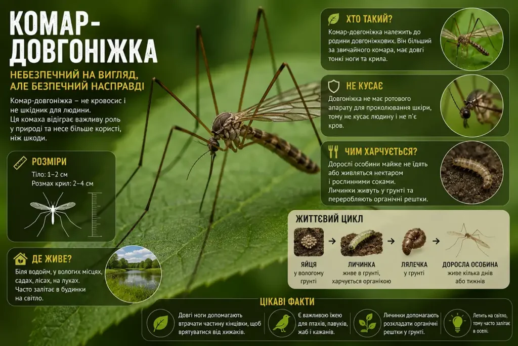 Інфографіка про комара-довгоніжку