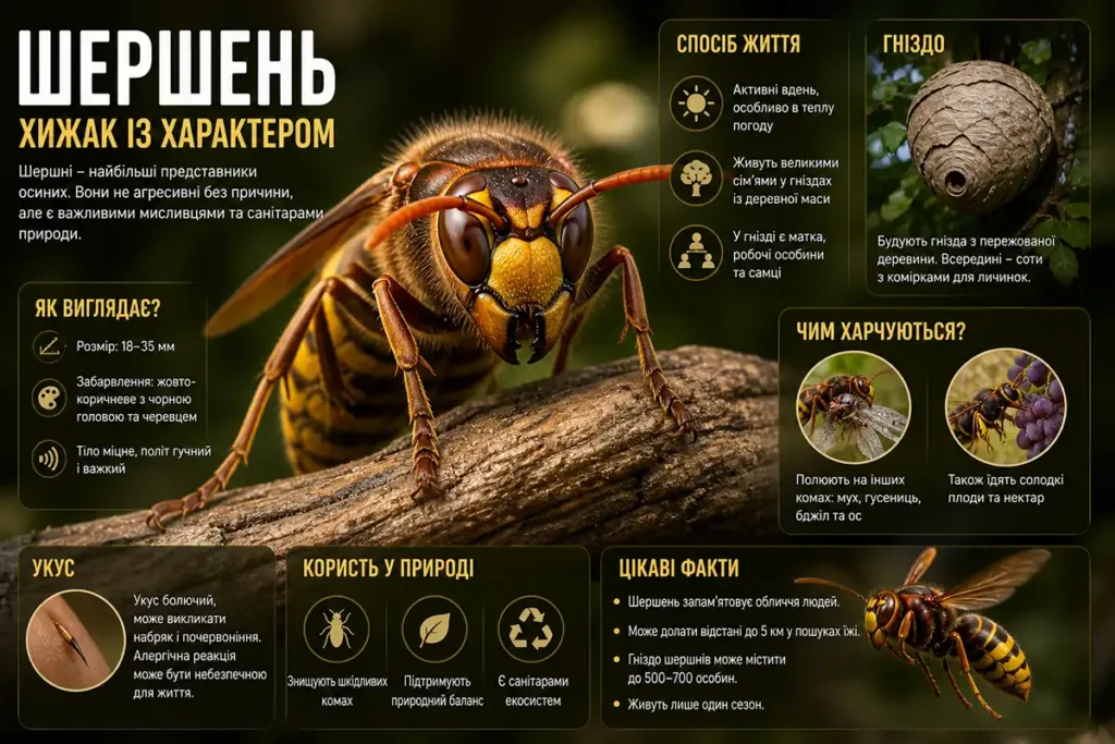 Інфографіка про шершня (Vespa crabro)