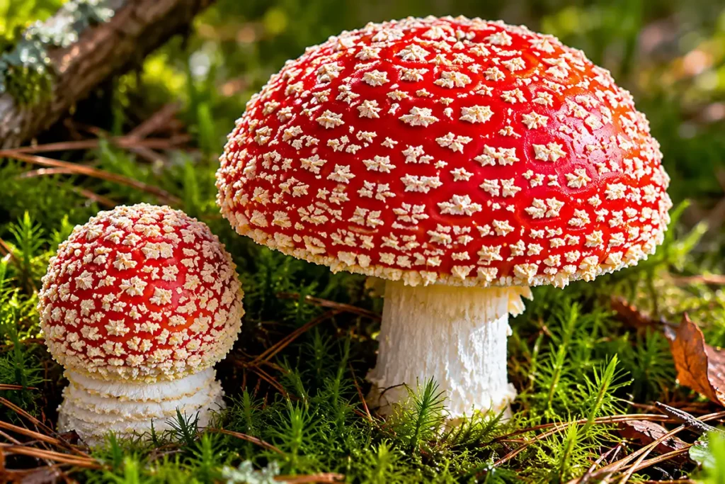 Два червоних мухомори (Amanita muscaria)