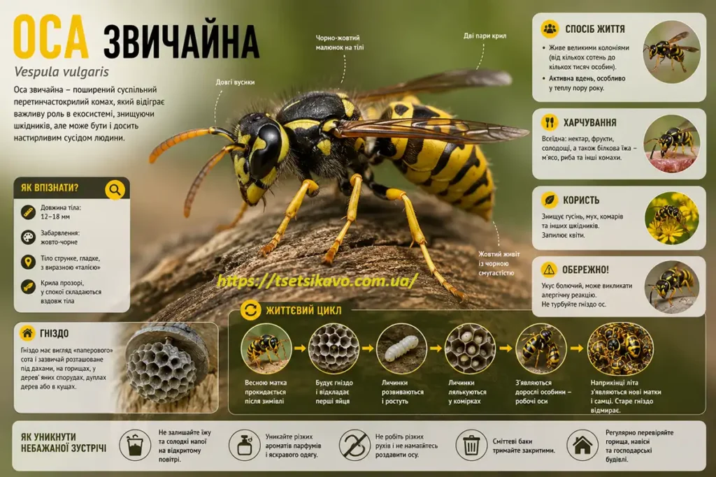 Інфографіка про осу звичайну
